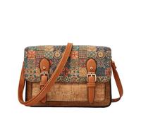 CORIOS Stile Boho Borse Messenger da donna Borse a Spalla a Tracolla in Sughero con Patta Borse a Mano con Stampa Etnica Retro Tote per Quotidiano Viaggi Lavoro Shopping Verde