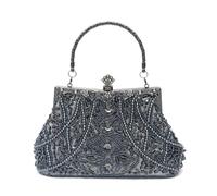 CORIOS Vintage 1920s Borsetta da Sera Pochette con Perline da Donna Clutch con Paillettes Retro Borsa a Spalla Borsa a Tracolla Elegante Borse Messenger per Cocktail Festa Cerimonia Ballo Grigio