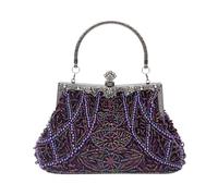 CORIOS Vintage 1920s Borsetta da Sera Pochette con Perline da Donna Clutch con Paillettes Retro Borsa a Spalla Borsa a Tracolla Elegante Borse Messenger per Cocktail Festa Cerimonia Ballo Viola