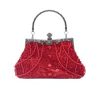 CORIOS Vintage 1920s Borsetta da Sera Pochette con Perline da Donna Clutch con Paillettes Retro Borsa a Spalla Borsa a Tracolla Elegante Borse Messenger per Cocktail Festa Cerimonia Ballo Rosso