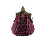CORIOS Vintage 1920s Perline Borsetta da Sera Clutch con Paillettes Pochette con Floreale da Donna Retro Borsa a Tracolla Borsa a Spalla Elegante Borse Messenger per Ballo Festa Cocktail Rosso Vino