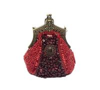 CORIOS Vintage 1920s Perline Borsetta da Sera Clutch con Paillettes Pochette con Floreale da Donna Retro Borsa a Tracolla Borsa a Spalla Elegante Borse Messenger per Ballo Festa Cocktail Rosso