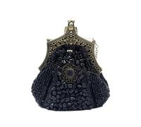 CORIOS Vintage 1920s Perline Borsetta da Sera Clutch con Paillettes Pochette con Floreale da Donna Retro Borsa a Tracolla Borsa a Spalla Elegante Borse Messenger per Ballo Festa Cocktail Nero