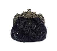 CORIOS Vintage 1920s Perline Borsetta da Sera Pochette con Floreale Donna Clutch con Paillettes Retro Borsa a Tracolla Borsa a Spalla Elegante Borse Messenger per Cocktail Ballo Festa Nero