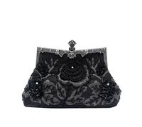 CORIOS Vintage 1920s Perline Borsetta da Sera Pochette con Floreale Donna Clutch con Paillettes Retro Borsa a Spalla Borsa a Tracolla Elegante Borse Messenger per Festa Cocktail Ballo Nero