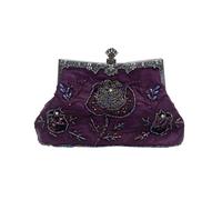 CORIOS Vintage 1920s Perline Borsetta da Sera Pochette con Floreale Donna Clutch con Paillettes Retro Borsa a Spalla Borsa a Tracolla Elegante Borse Messenger per Festa Cocktail Ballo Viola