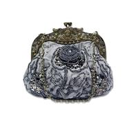 CORIOS Vintage 1920s Perline Borsetta da Sera Pochette con Floreale Donna Clutch con Paillettes Retro Borsa a Tracolla Borsa a Spalla Elegante Borse Messenger per Cocktail Ballo Festa Grigio Scuro