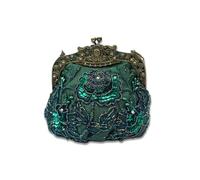 CORIOS Vintage 1920s Perline Borsetta da Sera Pochette con Floreale Donna Clutch con Paillettes Retro Borsa a Tracolla Borsa a Spalla Elegante Borse Messenger per Cocktail Ballo Festa Verde