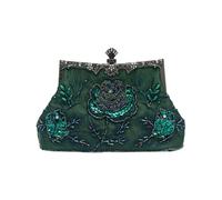 CORIOS Vintage 1920s Perline Borsetta da Sera Pochette con Floreale Donna Clutch con Paillettes Retro Borsa a Spalla Borsa a Tracolla Elegante Borse Messenger per Festa Cocktail Ballo Verde