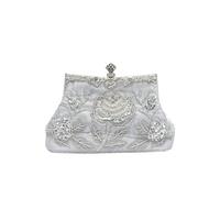 CORIOS Vintage 1920s Perline Borsetta da Sera Pochette con Floreale Donna Clutch con Paillettes Retro Borsa a Spalla Borsa a Tracolla Elegante Borse Messenger per Festa Cocktail Ballo Argento
