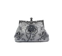 CORIOS Vintage 1920s Perline Borsetta da Sera Pochette con Floreale Donna Clutch con Paillettes Retro Borsa a Spalla Borsa a Tracolla Elegante Borse Messenger per Festa Cocktail Ballo Grigio Scuro