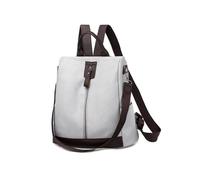 CORIOS Zaino Donna Antifurto Borsa da Scuola Borse a Mano con Foro per Auricolare Borsa da Scuola Zainetto in Pelle PU Borse a Spalla a Tracolla Scuola Daypacks Lavoro Viaggio Zaini Grigio Chiaro