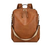CORIOS Zaino in PU Pelle Donna Multitasche Borsa da Scuola Convertibile Borse a Mano a Spalla a Tracolla Grande Zaini Daypacks Retro Zainetto per Viaggio Lavoro e Uso Quotidiano Giallo Marrone