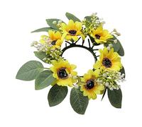 Coritas Di Anelli Di Candele - Anello Di Candele | Ghirlanda Decorativa con Eucalipto Artificiale | Girasoli Gialli | Germogli Bianchi per La Decorazione Della Fattoria Di Primavera Estiva,