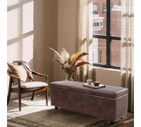 Corium Cassapanca con Seduta Imbottita Ottomana Contenitore Apertura a Ribalta Panca Pouf per Camera da Letto Soggiorno Ingresso 118 x 37 x 43 cm Similpelle Marrone