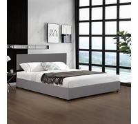 Corium Letto Contenitore con Apertura a Ribalta Letto Francese 140x200 cm Struttura con Spazio di Stoccaggio e Testiera Rivestimento in Velluto a Coste - Grigio