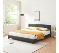 Corium Struttura Letto Imbottito a Testiera Alta Letto Matrimoniale King size 2 Piazze 180x200 cm Rivestimento in Similpelle - Nero