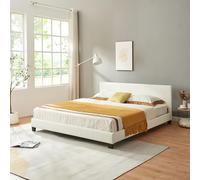 Corium Struttura Letto Imbottito a Testiera Alta Letto Matrimoniale King Size 2 Piazze 180x200 cm Rivestimento in Similpelle - Bianco