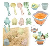 Coriver Set di giocattoli per sabbia, 11 pezzi, con secchio pieghevole, in silicone, giocattolo da spiaggia, sandwich per bambini, bambini e bambine dai 3 ai 5 anni