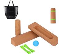 Cork Balance Board 4-in-1 Set with Roller, Massage Ball & Toe Resistance Bands for Foot Strength, Ankle Stability, Core Muscles & Mobility Training (A)