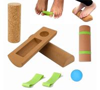 Cork Balance Board for Foot & Ankle Mobility, 4-in-1 Set with Roller, Massage Ball, Toe Bands & Resistance Bands, Natural Cork Wobble Board for Strength Training, Core Muscles & Joint Stability
