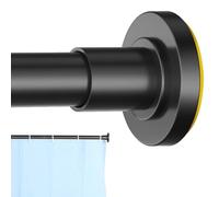 CorkLatta Asta per tenda da doccia da 80 a 203 cm, diametro 2,5 cm, regolabile, con molla nera opaca, in acciaio inox, facile da installare, non arrugginisce