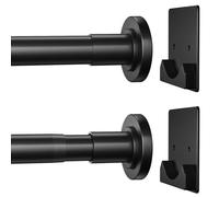 CorkLatta Asta per tenda da doccia nera opaca, diametro 2,5 cm, in acciaio inox, aste regolabili a molla da 81 a 203 cm, con supporti, antiscivolo, senza fori