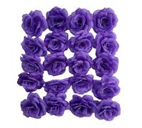 Corkwaw 25 teste di rosa artificiali da 7,6 cm, fiori di rosa in seta, per matrimoni, feste, casa, giardino, fai da te, decorazioni per scatole regalo (viola)