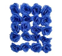Corkwaw 25 teste di rosa artificiali da 7,6 cm, fiori di rosa in seta, per matrimoni, feste, casa, giardino, fai da te, decorazioni per scatole regalo (blu)
