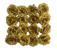 Corkwaw 25 teste di rosa artificiali da 7,6 cm, fiori di rosa in seta, per matrimoni, feste, casa, giardino, fai da te, decorazioni per scatole regalo (oro)