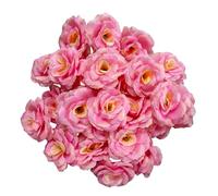 Corkwaw 25 teste di rose artificiali da 7,6 cm, fiori di rosa in seta, per feste di nozze, casa, giardino, decorazione fai da te, confezione regalo (rosa)