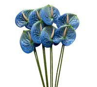 Corkwaw 8 fiori artificiali di anthurium da 60 cm, effetto realistico, per centrotavola e decorazioni per feste di nozze nuziali (blu)