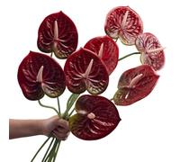 Corkwaw 8 fiori artificiali di Anthurium da 60 cm, veri al tatto, per centrotavola, composizioni floreali e decorazioni per matrimoni (rosso scuro)