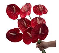 Corkwaw 8 fiori artificiali di anturio da 60 cm, veri al tatto, per centrotavola e composizioni floreali per matrimoni, festival, decorazioni floreali (rosso)