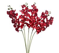 Corkwaw Set di 5 steli di orchidee artificiali, 68,6 cm, colore: rosso