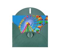 Corlorful Park - Biglietto di auguri orizzontale con busta a forma di cuore verde scuro e scritta vari auguri per le vacanze