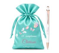 Cormar 12 sacchetti con 12 penne Personalizzate 18 anni (FARFALLE CON PENNA BIANCA)