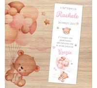 Cormar Bigliettini Bomboniera Battesimo Rosa - Kit 60 Pezzi Personalizzati con Nome e Data - Segnaposto Originale e Ricordo per Invitati - Idea Fai da Te Elegante (BATTESIMO ROSA)