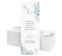 CORMAR Bigliettini Matrimonio Personalizzati - Kit 60 Pezzi - Segnaposto Blu per Bomboniere con Frase a Scelta - Ricordo Elegante per Invitati