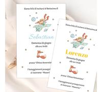 Cormar INVITO BATTESIMO BAMBINO PICCOLO PRINCIPE PERSONALIZZATO 30 PEZZI