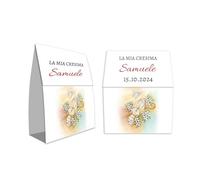 Cormar PORTA CONFETTI SCATOLA APERTA AI LATI CHIUSURA CON BIADESIVO CRESIMA LAUREA COMUNIONE BATTESIMO NASCITA ANNIVERSARIO COMPLEANNO PERSONALIZZATA 20 PEZZI ( CRESIMA )