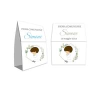 Cormar PORTA CONFETTI SCATOLA APERTA AI LATI CHIUSURA CON BIADESIVO CRESIMA LAUREA COMUNIONE BATTESIMO NASCITA ANNIVERSARIO COMPLEANNO PERSONALIZZATA 20 PEZZI (COMUNIONE BIMBO)