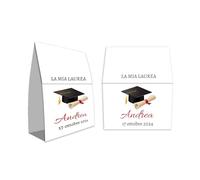 Cormar PORTA CONFETTI SCATOLA APERTA AI LATI CHIUSURA CON BIADESIVO CRESIMA LAUREA COMUNIONE BATTESIMO NASCITA ANNIVERSARIO COMPLEANNO PERSONALIZZATA 20 PEZZI (LAUREA 1)