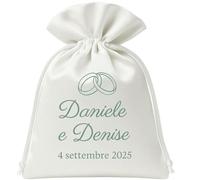 Cormar Sacchetti Bomboniera Promessa Matrimonio - Personalizzati con Nomi e Data, Colore Bianco - Ideali per Confetti, Regali e Ricordi di Nozze 24 Pezzi (FEDI)