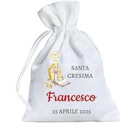 Cormar Sacchetti Bomboniere Personalizzati per Cresima, 12 Pezzi, 9x12 cm, Bianco con Ricamo 12 PEZZI