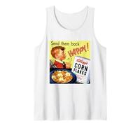 Corn Flakes Cereali per la colazione Mandali indietro Felice Retro Annuncio Canotta