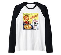 Corn Flakes Cereali per la colazione Mandali indietro Felice Retro Annuncio Maglia con Maniche Raglan