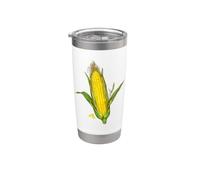 CORN ON THE COB Illustrazione Opera d'arte botanica Vegetale Bicchiere termico in acciaio inox doppia parete