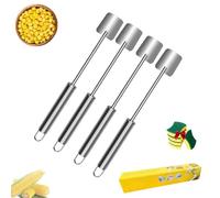 Corn On The Cob Stripper Tool, Corn Cob Stripper Tool Stainless Steel Planer Thresher, Long Handle Stainless Steel Stripping Planer Cutter Peeler Remover For Kitchen Gadget (4pcs)