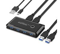 CORN Switch di condivisione USB 3.0, 4 porte, 2 computer, periferiche, adattatore hub per PC, stampante, scanner, mouse, tastiera con un pulsante di scambio compatibile con Mac/Windows/Linux
